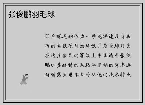 张俊鹏羽毛球